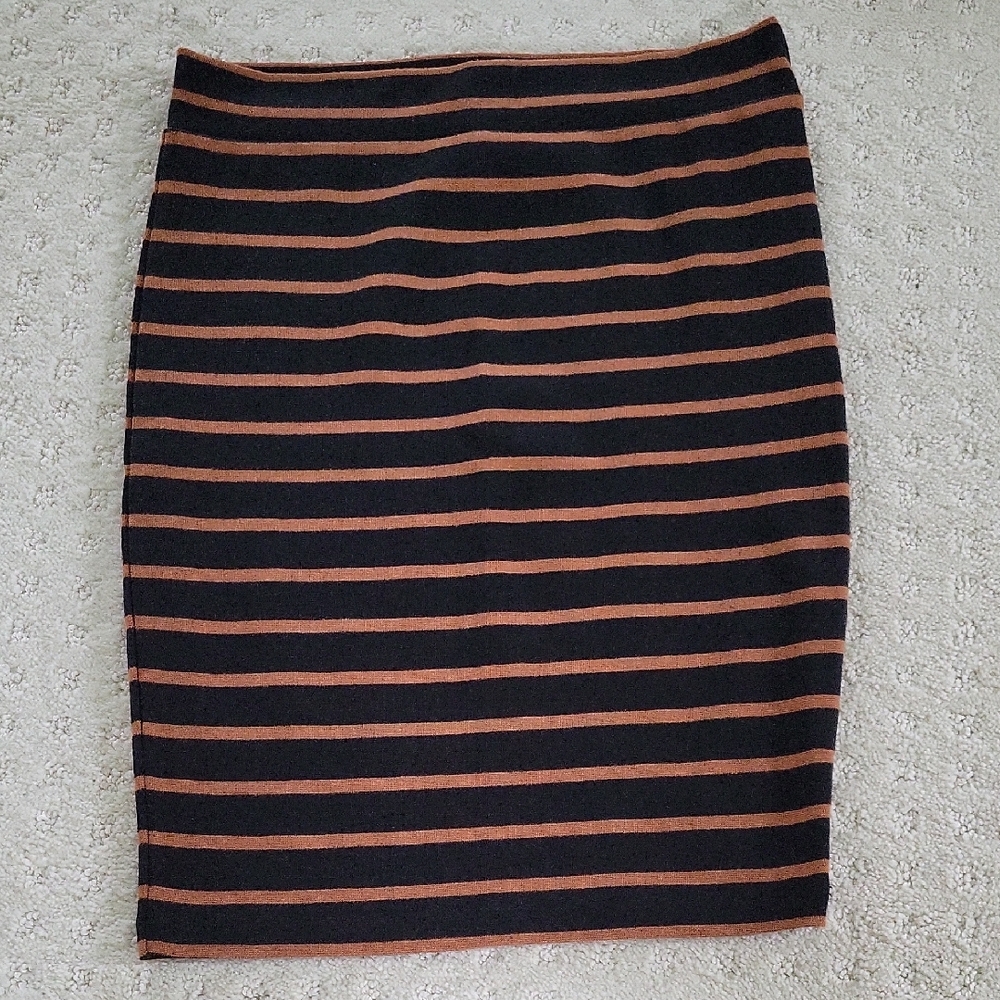 Forever 21 Black and Brown Striped Pencil Skirt